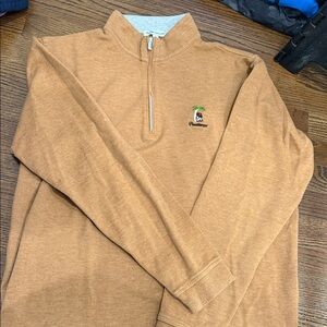 Peter Millar Men's Camel Zip-Up Sweater